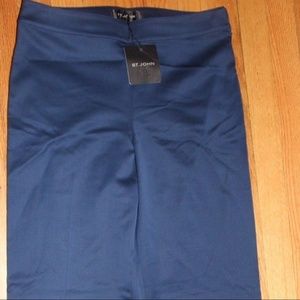 ST. JOHN MARINE STRAIGHT LEG UNHEMMED WOOL PANTS